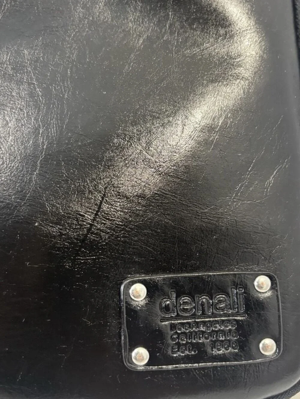 Denali Black Leather Laptop Bag